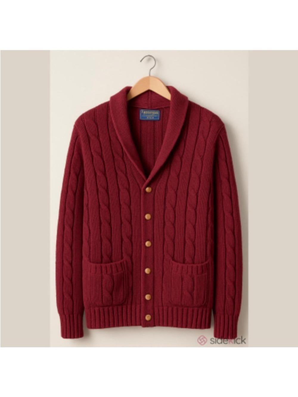 Charter Club Men's Cable-Knit Shawl Collar Cardigan - Wine Wool Large